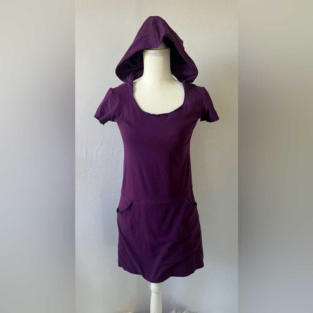 HerbanDevi Plum Mini Hooded Dress with Pockets
